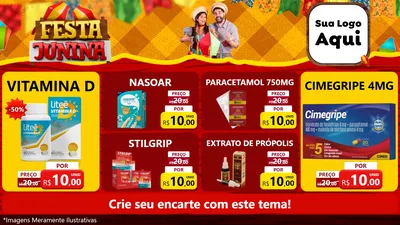 Modelo de TV para TV Horizontal com o tema Festa Junina para Farmácia