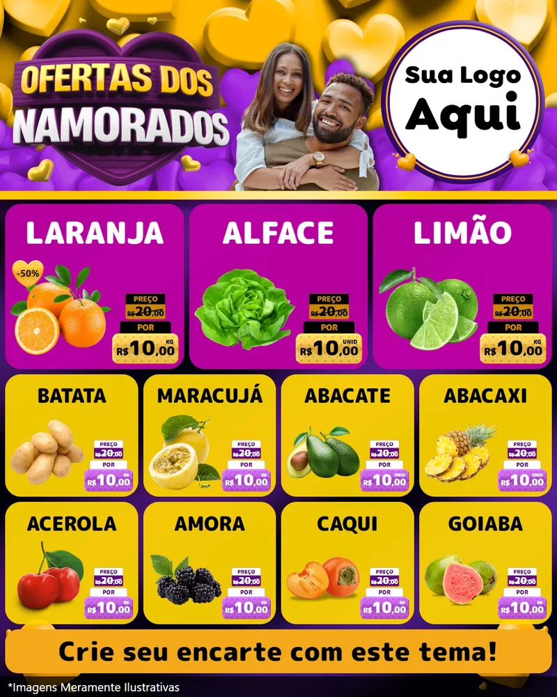 Modelo de Rede Social para Feed Instagram com o tema Oferta Dos Namorados para Hortifrúti