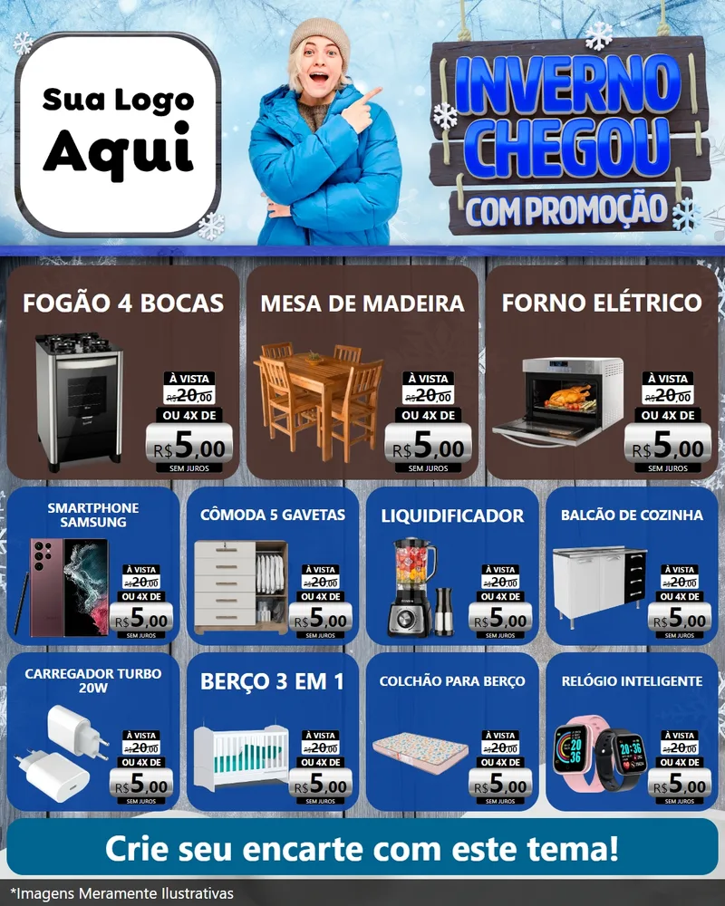 Modelo de Rede Social para Feed Instagram com o tema Inverno Chegou Com Promoção para Móveis e Eletro