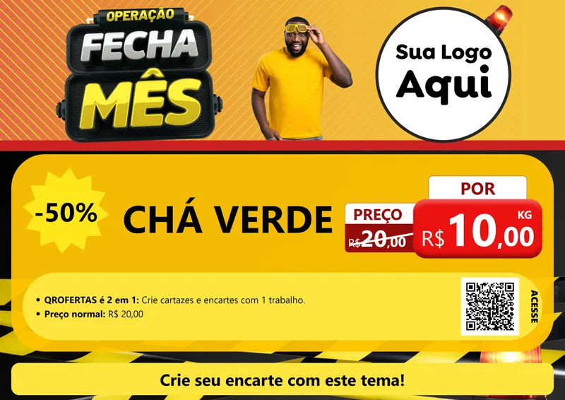 Modelo de Cartaz para Cartaz A4 Horizontal com o tema Operação Fecha Mês para Produtos Naturais
