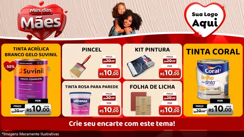 Modelo de TV para TV Horizontal com o tema Mês das Mães para Tintas e Ferramentas