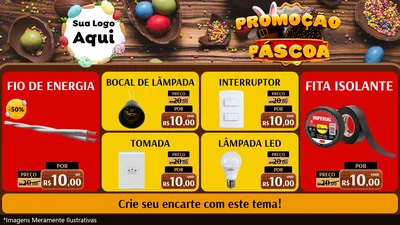 Modelo de TV para TV Horizontal com o tema Promoção Páscoa para Materiais Elétricos