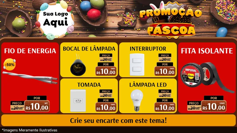Modelo de TV para TV Horizontal com o tema Promoção Páscoa para Materiais Elétricos
