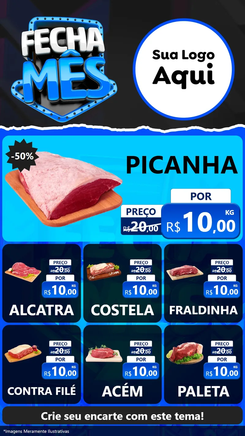 Modelo de Rede Social para Stories com o tema Fecha Mês para Açougue