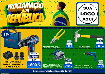 Modelo de Encarte para Encarte A4 Horizontal com o tema Proclamação da República para Maquinas e Ferramentas
