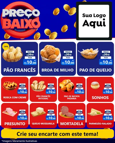 Modelo de Rede Social para Feed Instagram com o tema Preço Baixo para Padaria