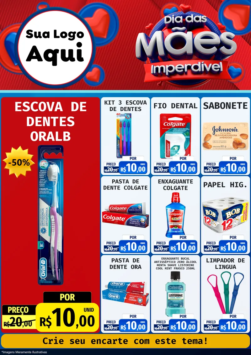 Modelo de Encarte para Encarte A4 Vertical com o tema Dia Das Mães Imperdível para Higiene Pessoal