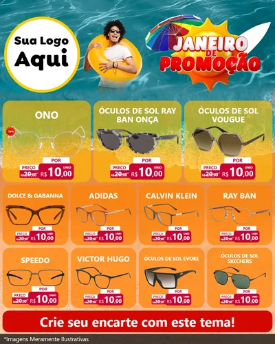 Modelo de Rede Social para Feed Instagram com o tema Janeiro de Promoção para Óticas