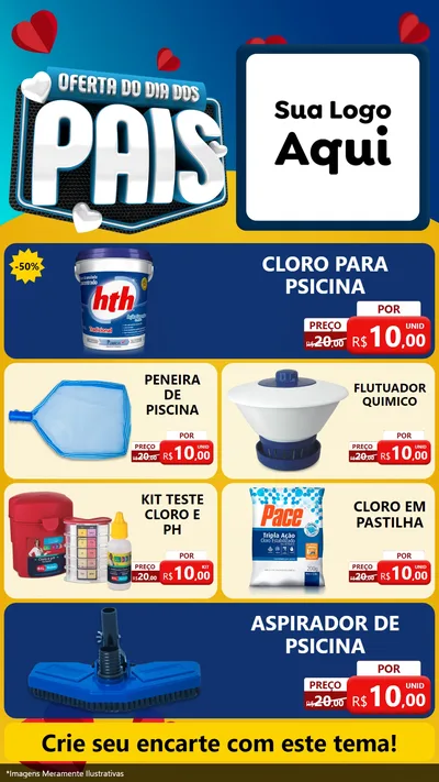 Modelo de TV para TV Vertical com o tema Oferta Do Dia Dos Pais para Produtos para Piscina