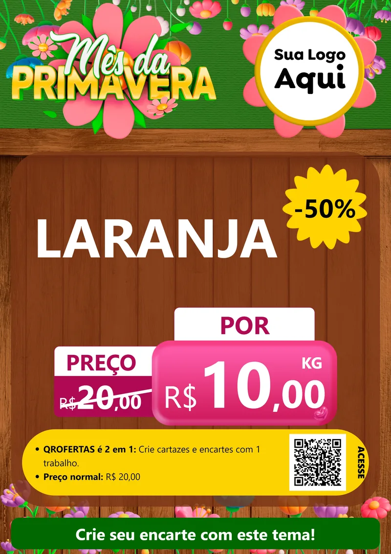 Modelo de Cartaz para Cartaz A4 Vertical com o tema Mês da Primavera para Hortifrúti