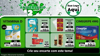 Modelo de TV para TV Horizontal com o tema Promoção de Aniversário - 2 Anos para Farmácia