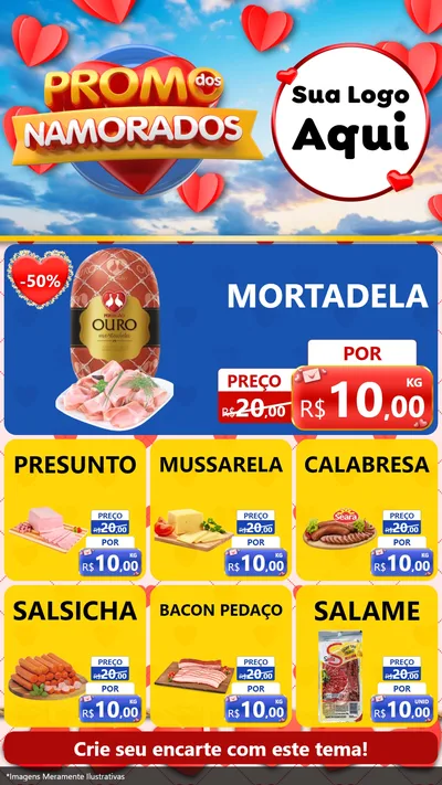 Modelo de Rede Social para Stories com o tema Promo dos Namorados para Frios e Laticínios
