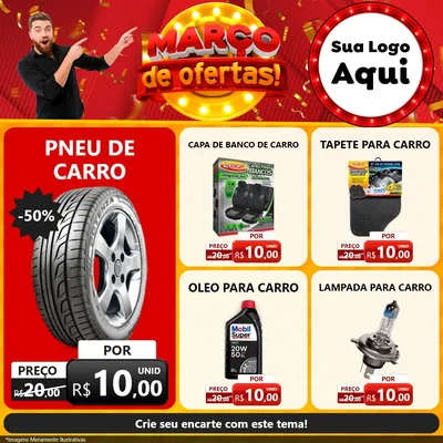Modelo de Rede Social para Feed Facebook com o tema Março de Ofertas! para Auto peças