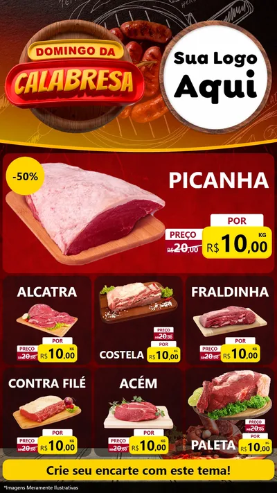 Modelo de Rede Social para Stories com o tema Domingo da Calabresa para Açougue