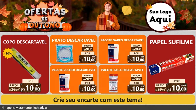 Modelo de TV para TV Horizontal com o tema Ofertas de Outono para Embalagens
