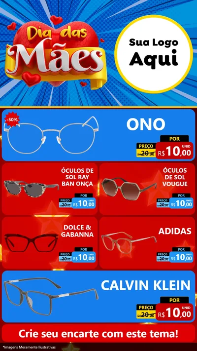 Modelo de TV para TV Vertical com o tema Dia das Mães para Óticas