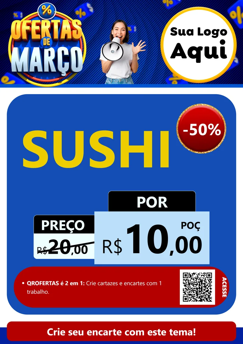 Modelo de Cartaz para Cartaz A4 Vertical com o tema Ofertas de Março para Comida japonesa