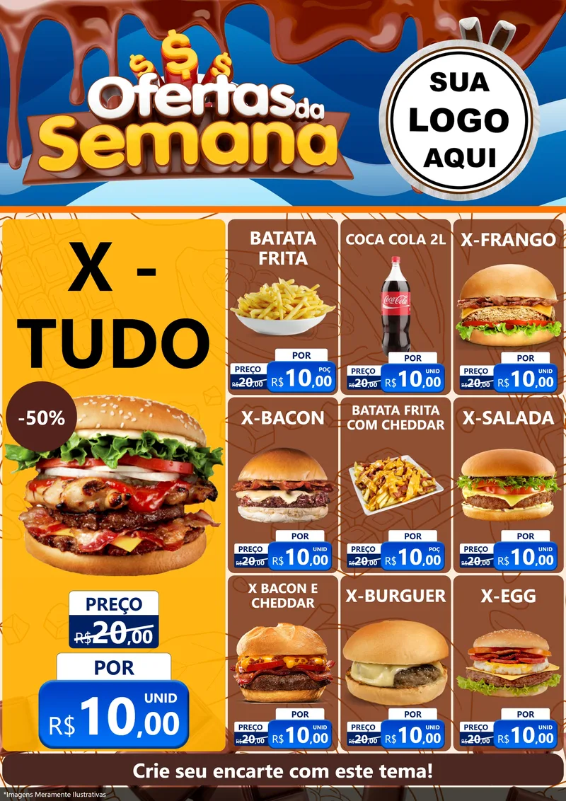 Modelo de Encarte para Encarte A4 Vertical com o tema Ofertas da Semana - Páscoa para Hamburgueria