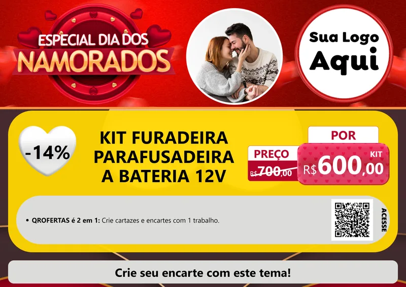 Modelo de Cartaz para Cartaz A4 Horizontal com o tema Especial Dia Dos Namorados para Maquinas e Ferramentas