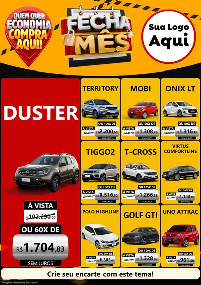Modelo de Encarte para Encarte A4 Vertical com o tema Fecha Mês para Concessionaria de Carros