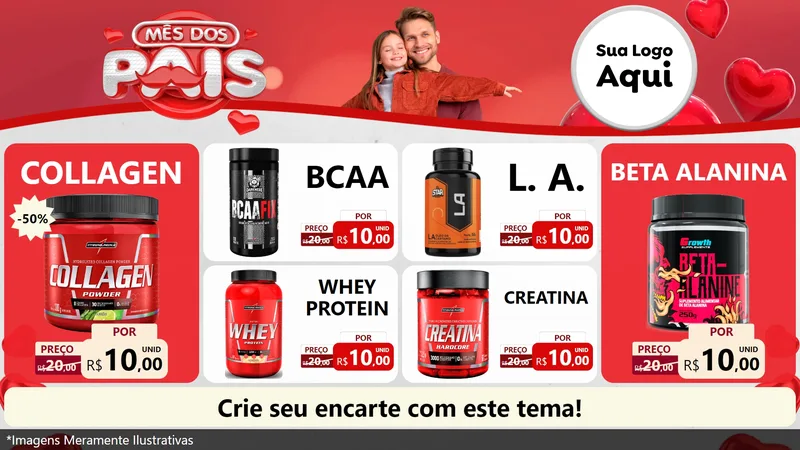 Modelo de TV para TV Horizontal com o tema Mês dos Pais para Suplementos alimentares