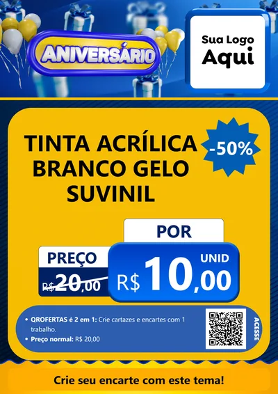 Modelo de Cartaz para Cartaz A4 Vertical com o tema Aniversário para Tintas e Ferramentas
