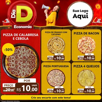Modelo de Rede Social para Feed Facebook com o tema Dia D Economia para Pizzaria