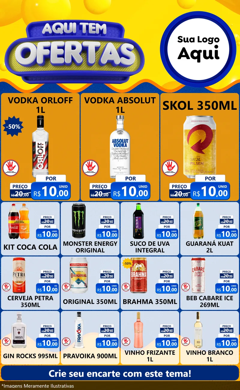 Modelo de Encarte para Encarte Grande com o tema Aqui Tem Ofertas para Distribuidora de bebidas