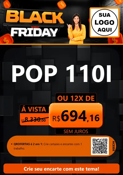 Modelo de Cartaz para Cartaz A4 Vertical com o tema Black Friday para Concessionaria de Motos