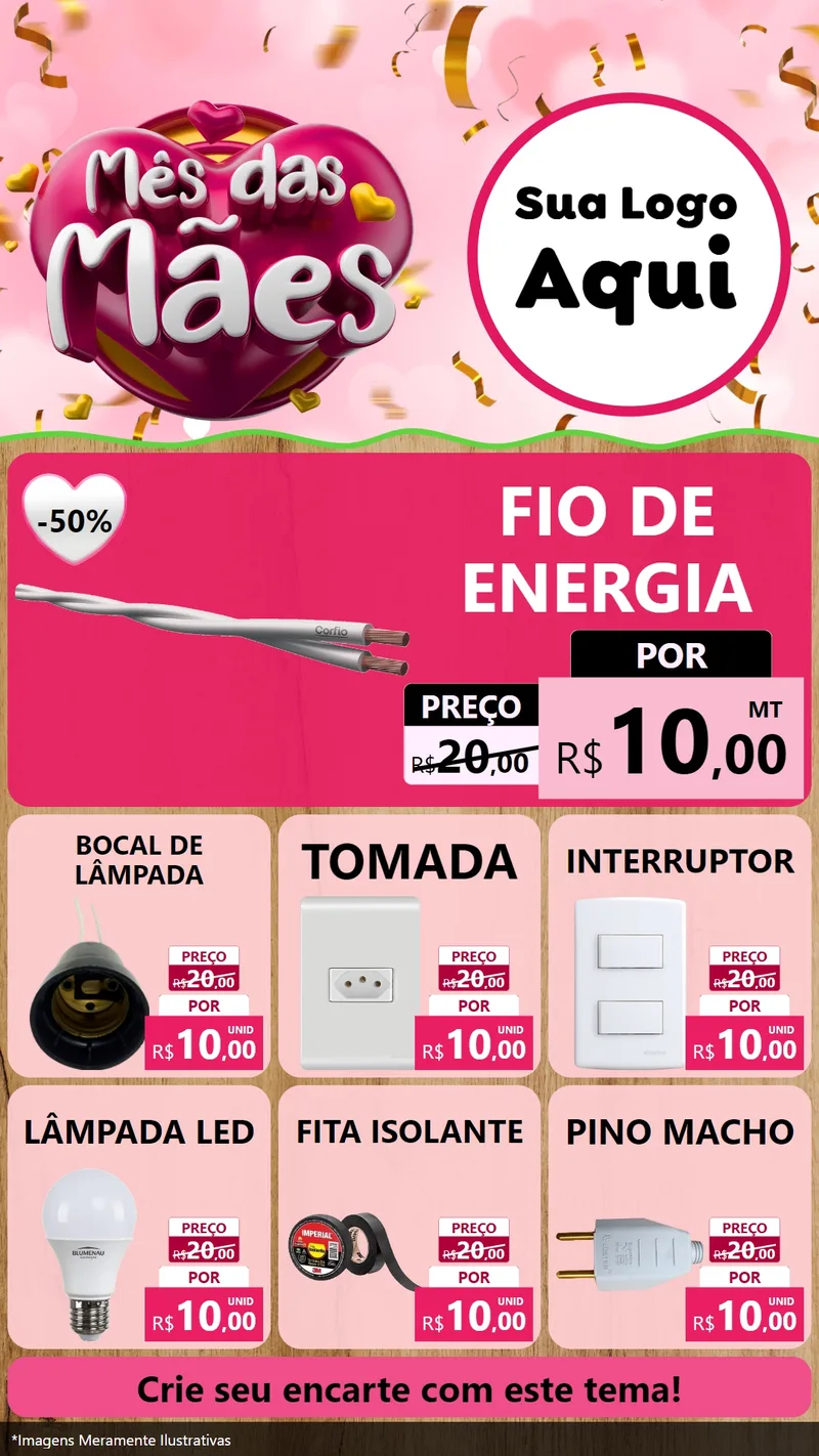 Modelo de Rede Social para Stories com o tema Mês das Mães para Materiais Elétricos