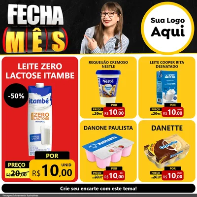 Modelo de Rede Social para Feed Facebook com o tema Fecha Mês para Frios e Laticínios