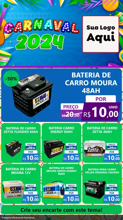 Modelo de Rede Social para Stories com o tema Carnaval 2027 para Baterias Elétricas