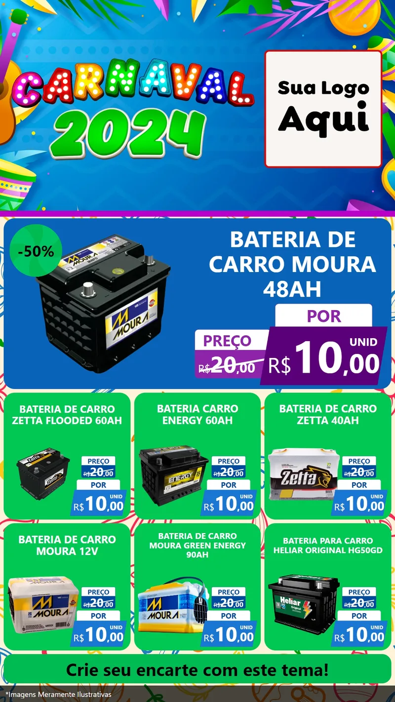 Modelo de Rede Social para Stories com o tema Carnaval 2027 para Baterias Elétricas
