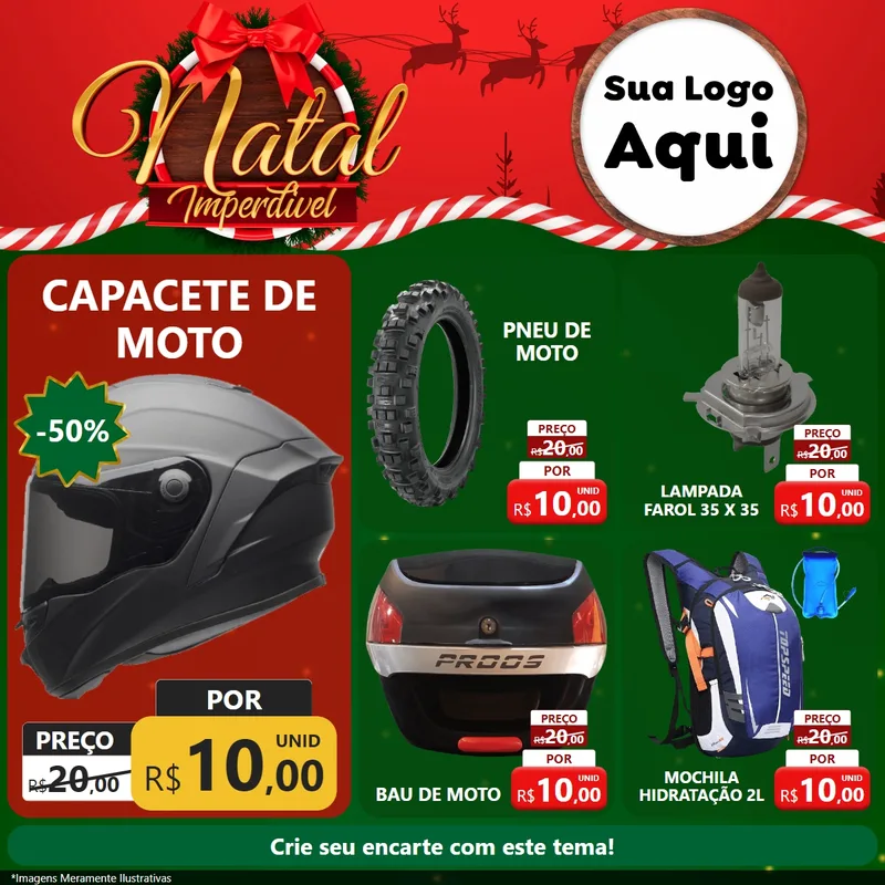Modelo de Rede Social para Feed Facebook com o tema Natal Imperdível para Moto peças