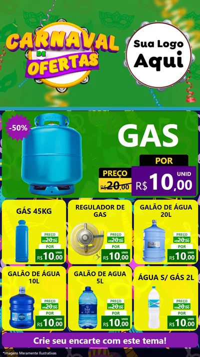 Modelo de Rede Social para Stories com o tema Carnaval de Ofertas para Água e gás