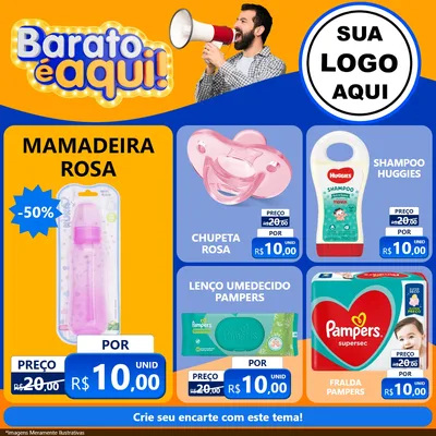 Modelo de Rede Social para Feed Facebook com o tema Barato é aqui para Bebês