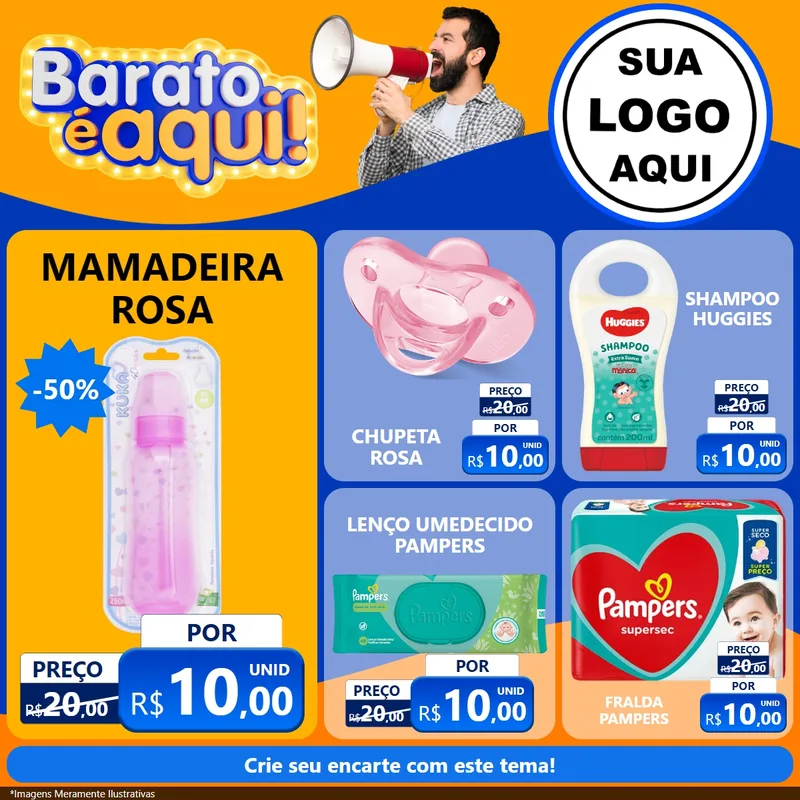 Modelo de Rede Social para Feed Facebook com o tema Barato é aqui para Bebês