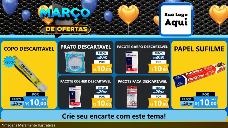 Modelo de TV para TV Horizontal com o tema Março de Ofertas para Embalagens