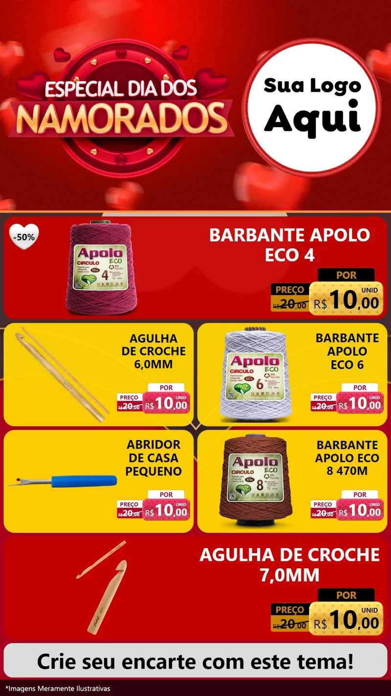 Modelo de TV para TV Vertical com o tema Especial Dia Dos Namorados para Armarinho e Aviamentos