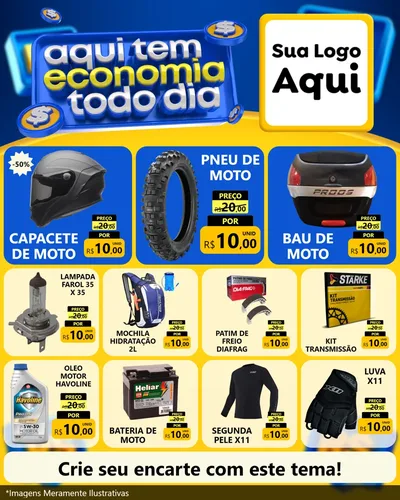 Modelo de Rede Social para Feed Instagram com o tema Aqui Tem Economia Todo Dia para Moto peças