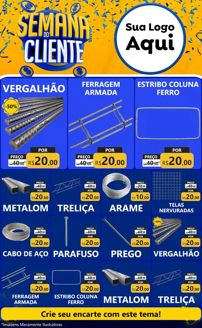 Modelo de Encarte para Encarte Grande com o tema Semana do Cliente para Ferragens