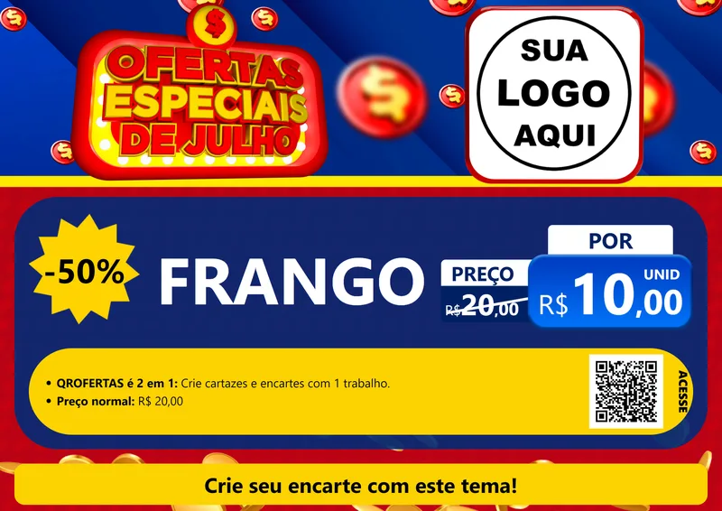 Modelo de Cartaz para Cartaz A4 Horizontal com o tema Ofertas Especiais de Julho para Assados