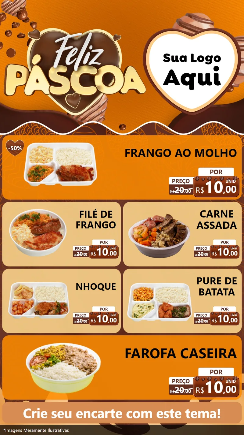 Modelo de TV para TV Vertical com o tema Feliz Páscoa para Restaurante
