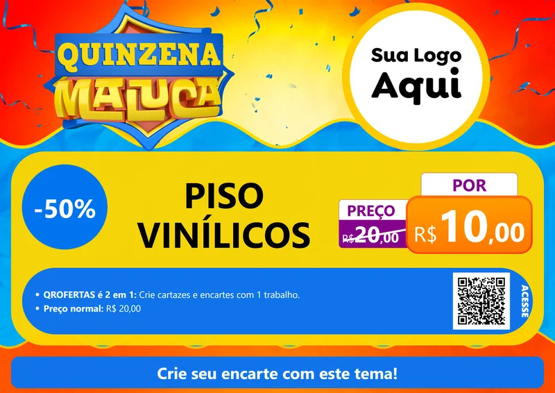 Modelo de Cartaz para Cartaz A4 Horizontal com o tema Quinzena Maluca para Material para Construção