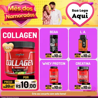 Modelo de Rede Social para Feed Facebook com o tema Mês dos Namorados para Suplementos alimentares