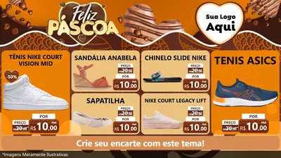 Modelo de TV para TV Horizontal com o tema Feliz Páscoa para Calçados