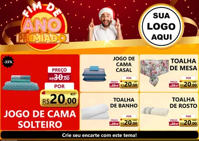 Modelo de Encarte para Encarte A4 Horizontal com o tema Fim de Ano Premiado para Cama, Mesa e Banho