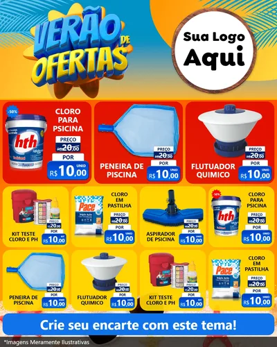 Modelo de Rede Social para Feed Instagram com o tema Verão de Ofertas para Produtos para Piscina