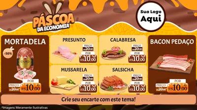 Modelo de TV para TV Horizontal com o tema Páscoa da Economia para Frios e Laticínios