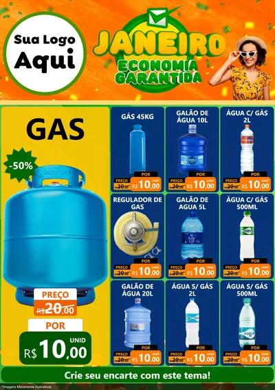 Modelo de Encarte para Encarte A4 Vertical com o tema Janeiro - Economia Garantida para Água e gás